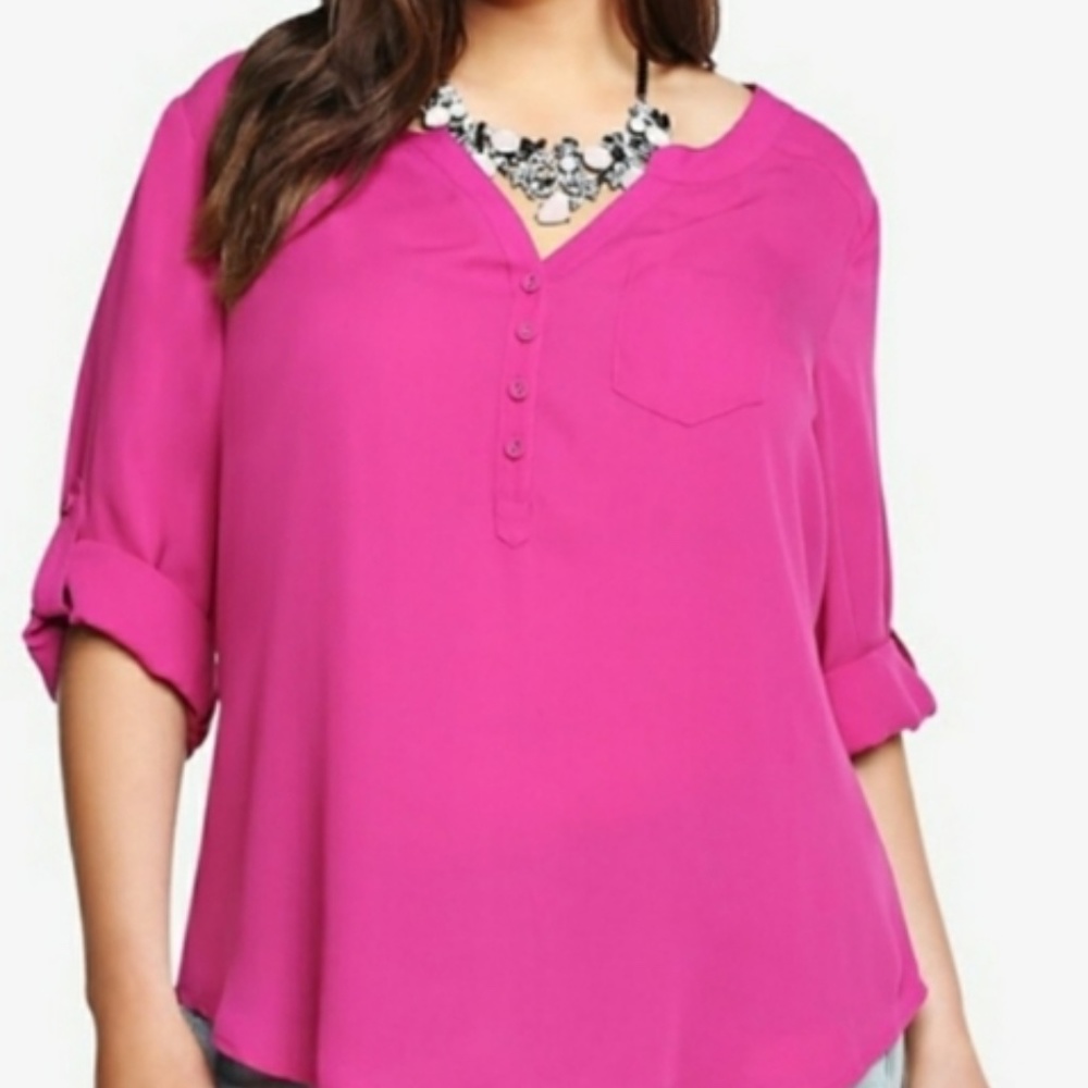 TORRID HARPER - BUTTON FRONT GEORGETTE BLOUSE